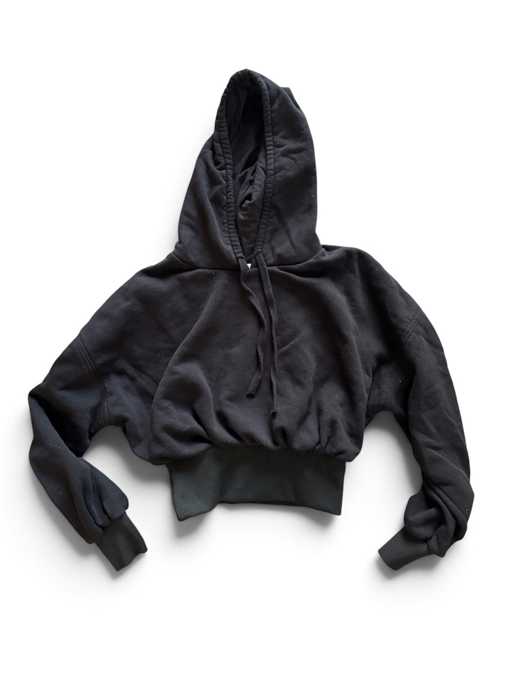 Zara Black Cropped Hooded Sweatshirt